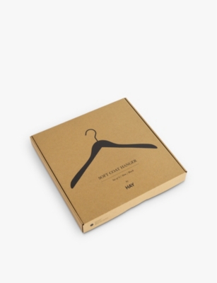 Hay Slim Black Soft Wood Coat Hanger In Slim Black