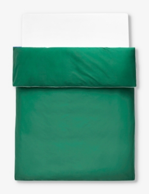 Hay Emerald Green Outline Contrast-trim Organic-cotton Duvet Cover 200cm X 200cm