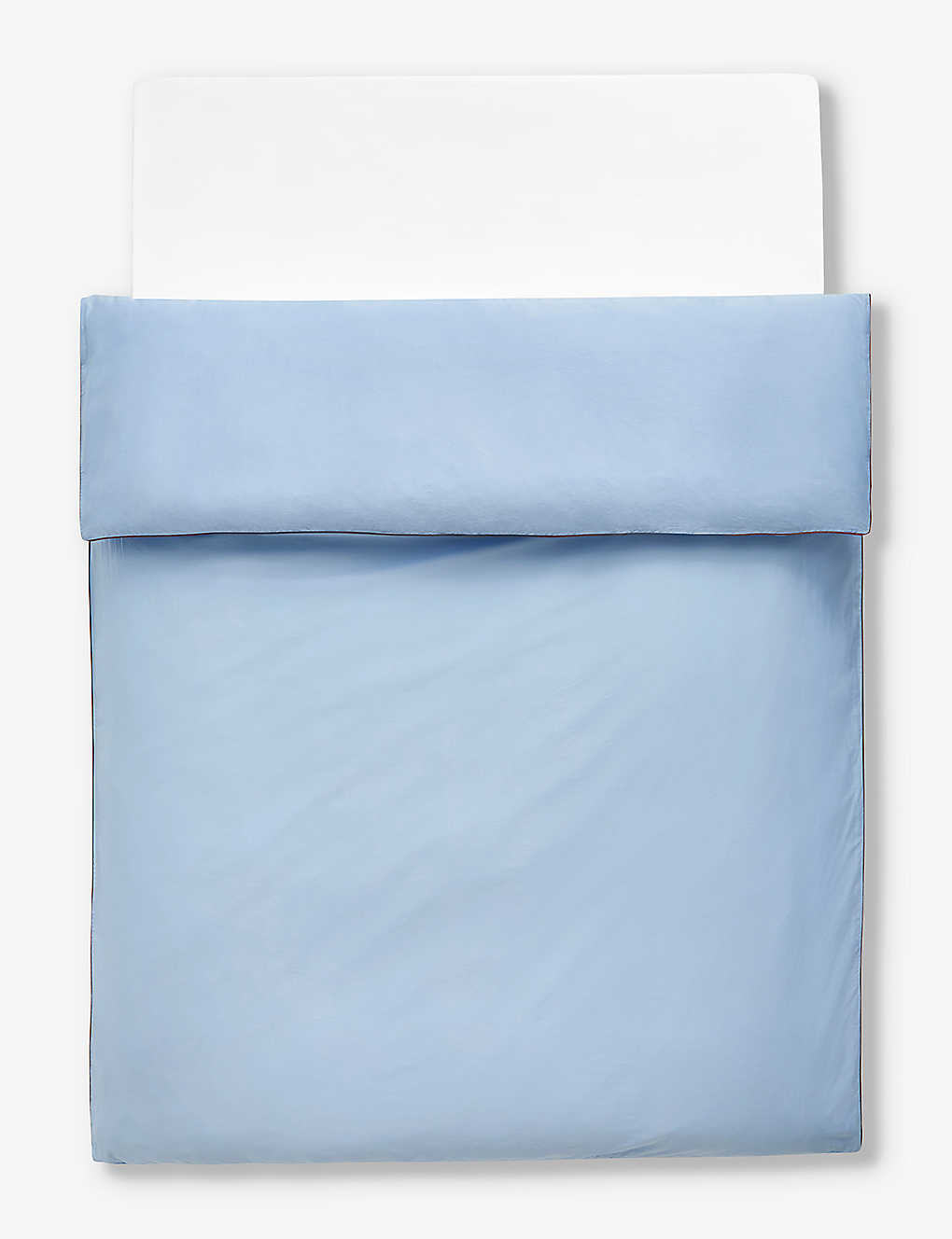 Hay Soft Blue Outline Contrast-trim Organic-cotton Duvet Cover 200cm X 200cm