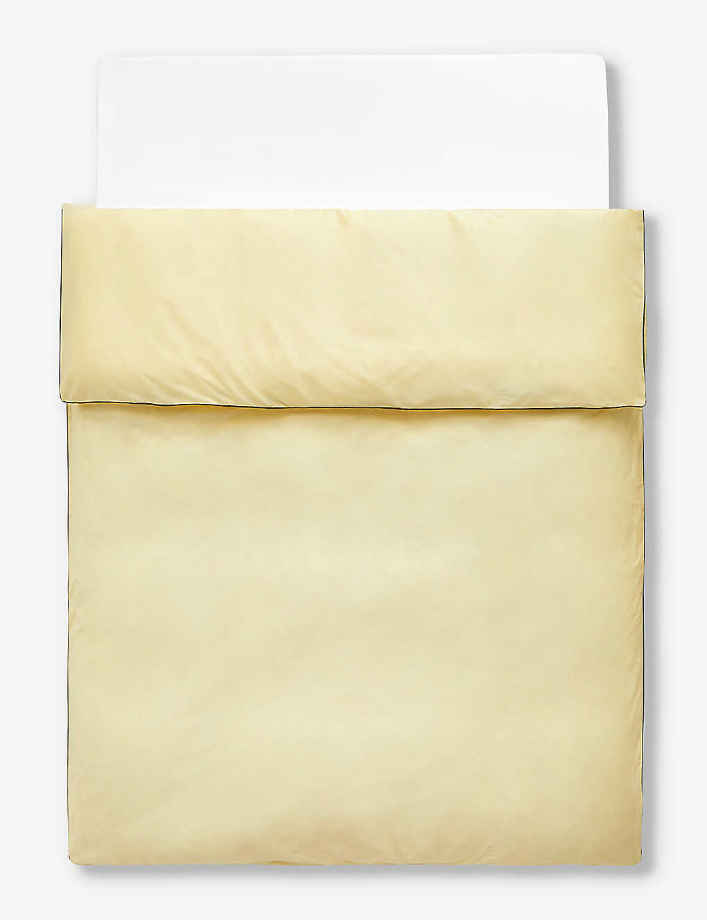 Hay Soft Yellow Outline Contrast-trim Organic-cotton Duvet Cover 220cm X 225cm