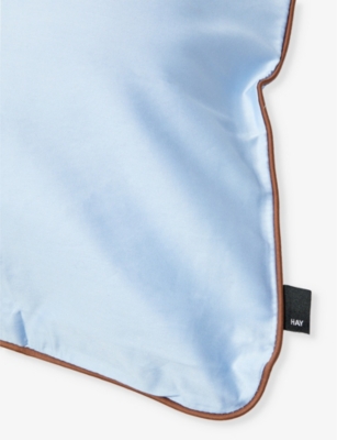 Shop Hay Soft Blue Outline Contrast-trim Organic-cotton Pillowcase 75cm X 50cm