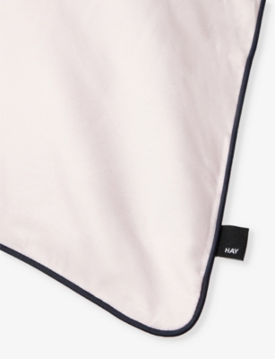 Shop Hay Outline Contrast-trim Organic-cotton Pillowcase 75cm X 50cm In Soft Pink