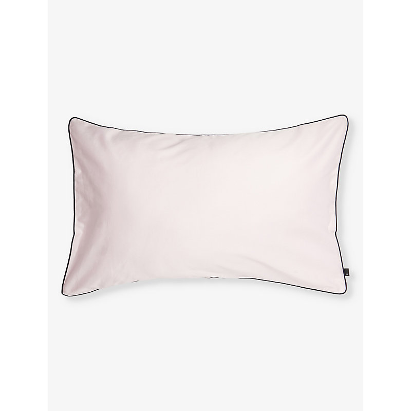 Hay Soft Pink Outline Contrast-trim Organic-cotton Pillowcase 75cm X 50cm