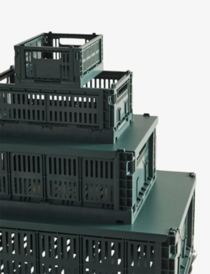 Hay Dark Green Colour Stackable Small Plastic Crate 26cm X 17cm In Green