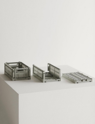 Hay Grey Colour Stackable Small Plastic Crate 26cm X 17cm In Gray