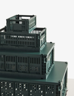 Hay Dark Green Colour Stackable Medium Plastic Crate 34cm X 26cm In Green