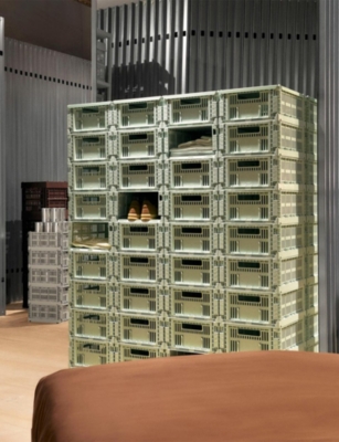 Hay Mint Colour Stackable Medium Plastic Crate 34cm X 26cm In Green