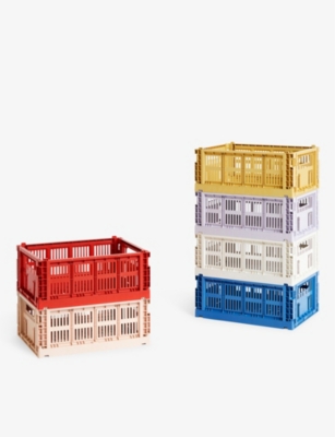 Hay Colour Stackable Medium Plastic Crate 34cm X 26cm Red In Red