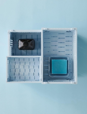 Hay Soft Blue Colour Stackable Medium Plastic Crate 34cm X 26cm In Blue