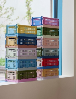 HAY: Colour colour-blocked small plastic crate 26cm x 17cm