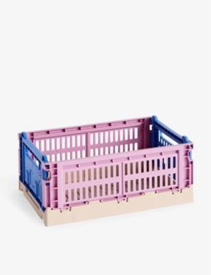 Hay Dusty Rose Colour Colour-blocked Small Recycled-plastic Crate 26cm X 17cm