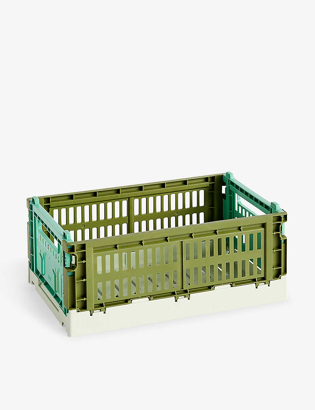 Hay Colour Colour-blocked Small Recycled-plastic Crate 26cm X 17cm In Olive, Dark Mint