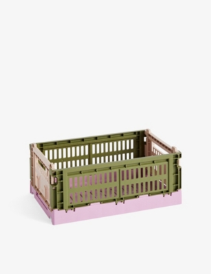 Hay Olive Colour Colour-blocked Small Recycled-plastic Crate 26cm X 17cm