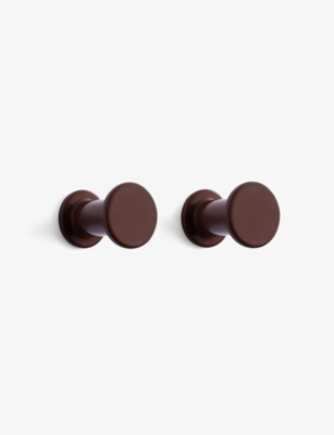Hay Dark Brown Bolt Round Powder Coated-steel Wall Hooks Pack Of Two