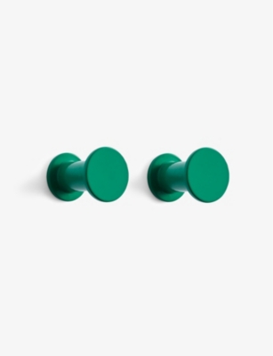 Hay Green Bolt Round Powder Coated-steel Wall Hooks Pack Of Two