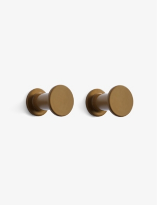 Hay Light Brown Bolt Round Powder Coated-steel Wall Hooks Pack Of Two