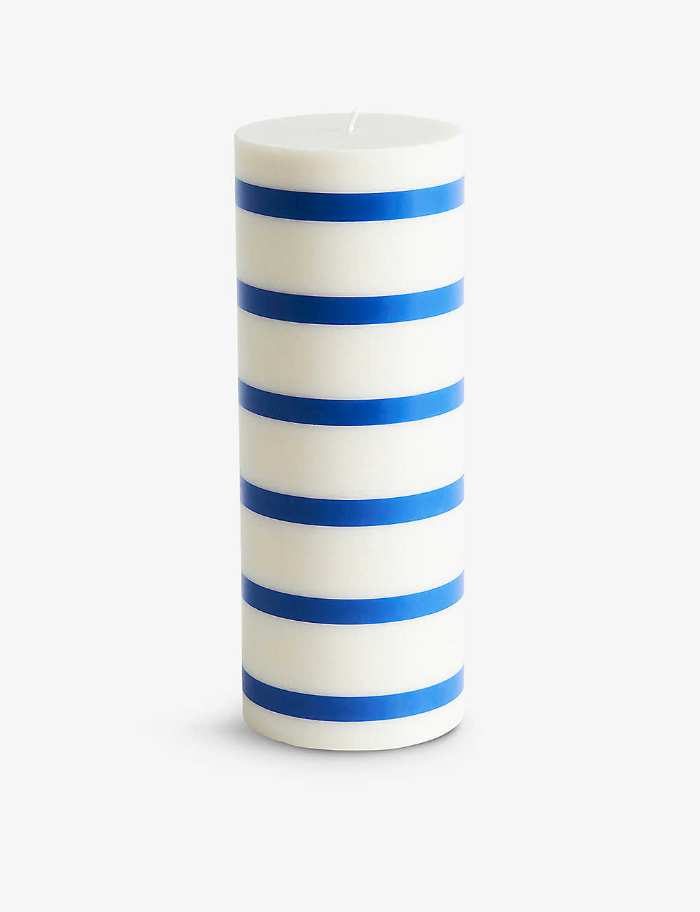 Hay Off-white And Blue Check-pattern Large Wax Column Candle 25cm
