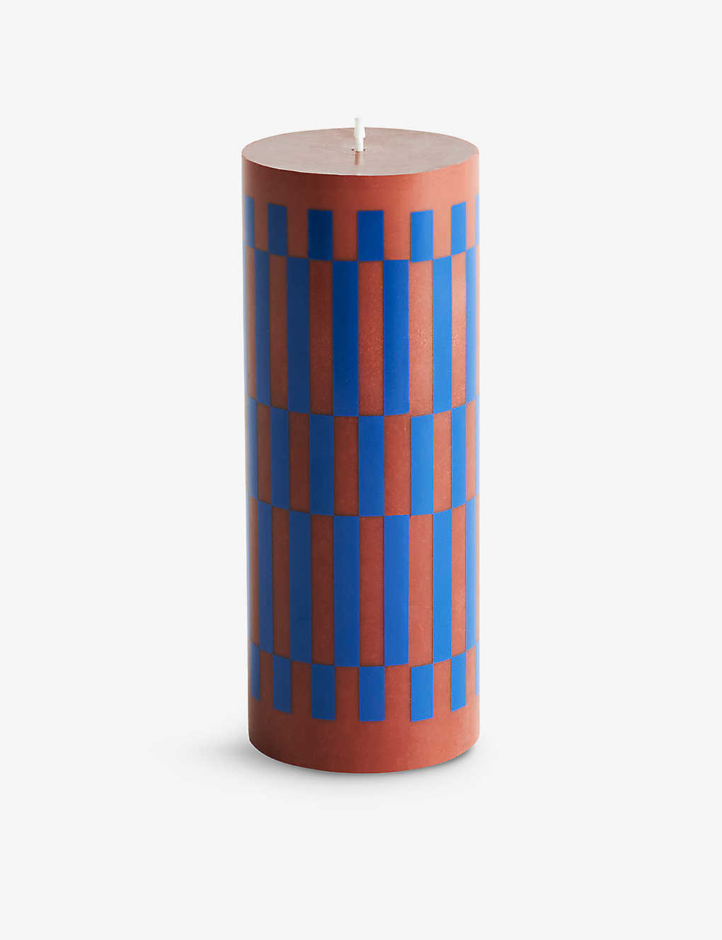 Hay Brown And Blue Check-pattern Medium Wax Column Candle 20cm