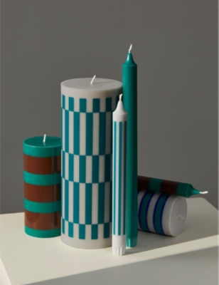 HAY: Column check-pattern unscented wax candle 15cm