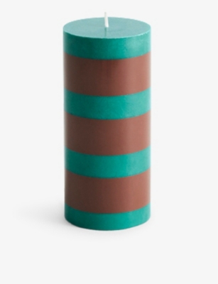 HAY: Column check-pattern unscented wax candle 15cm