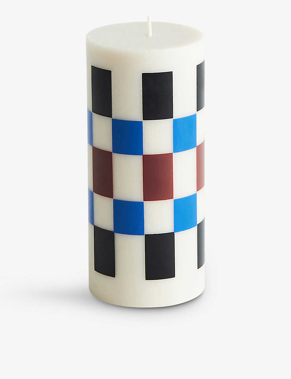 Hay Multicoloured Column Check-pattern Unscented Wax Candle 15cm