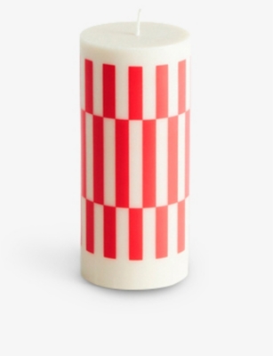 HAY: Column check-pattern unscented wax candle 15cm
