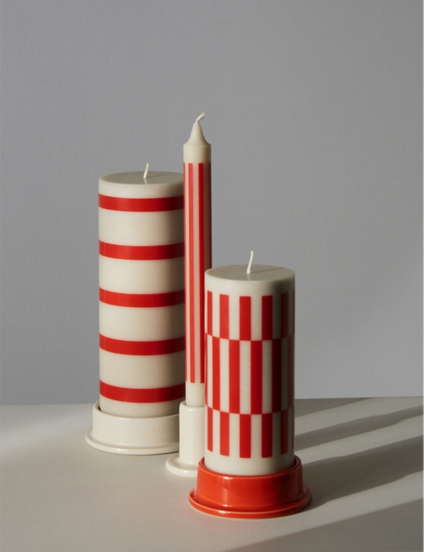 Column large round earthenware candle holder 12cm