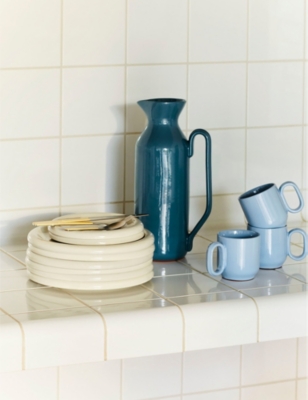 Hay Light Blue Barro Round-handle Terracotta Mugs Set Of Two In Light Blue
