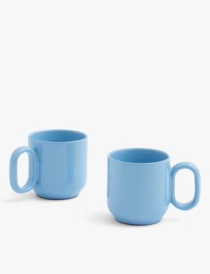 Hay Light Blue Barro Round-handle Terracotta Mugs Set Of Two