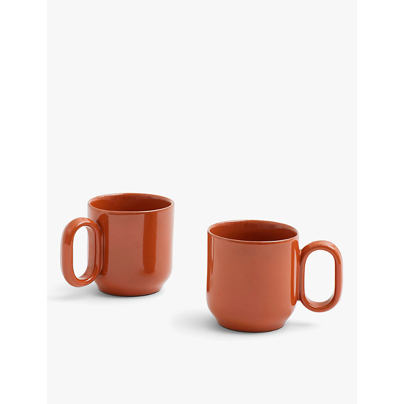Hay Natural Barro Round-handle Terracotta Mugs Set Of Two