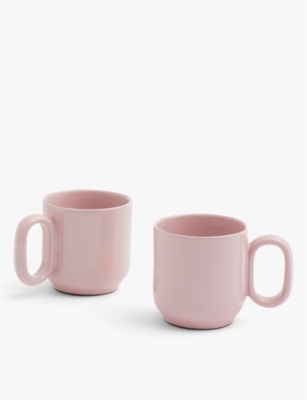 Hay Pink Barro Round-handle Terracotta Mugs Set Of Two