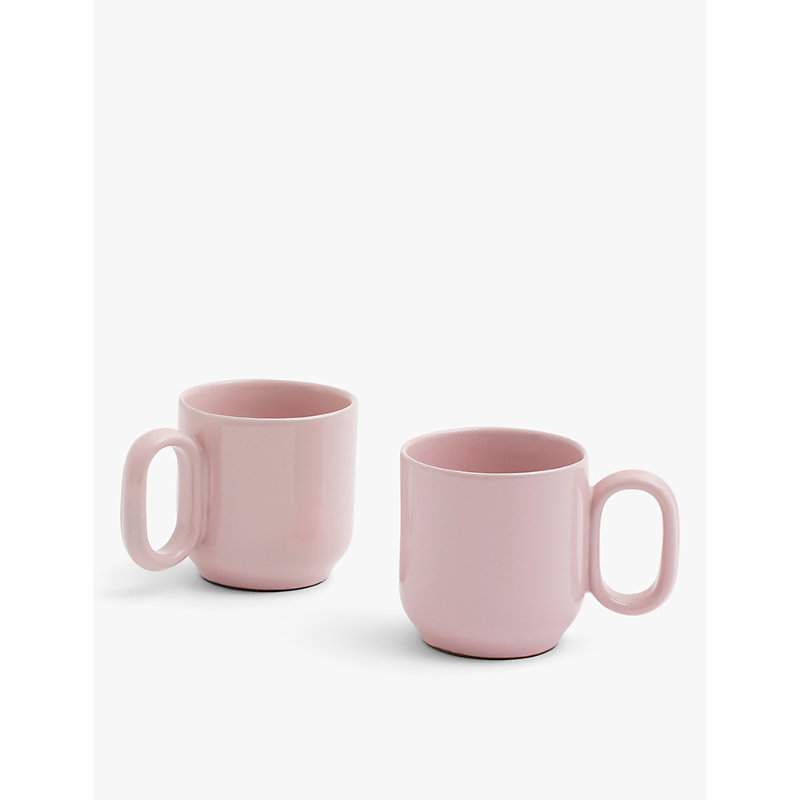 Hay Pink Barro Round-handle Terracotta Mugs Set Of Two