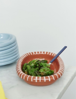 HAY: Barro small striped terracotta oval dish