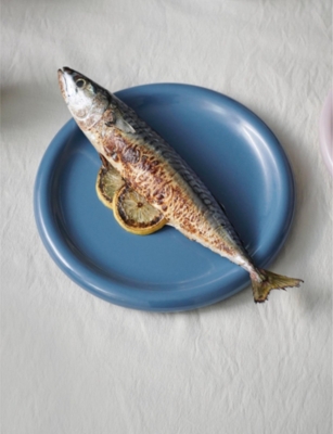 HAY DARK BLUE BARRO ROUND TERRACOTTA PLATES SET OF TWO 