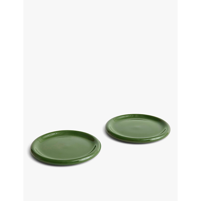 Hay Green Barro Round Terracotta Plates Set Of Two