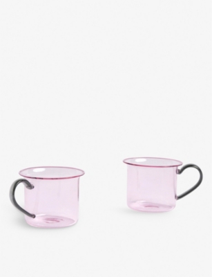 Hay Pink Grey Tinted Round-handle Borosilicate-glass Mugs Set Of Two In Pink Grey