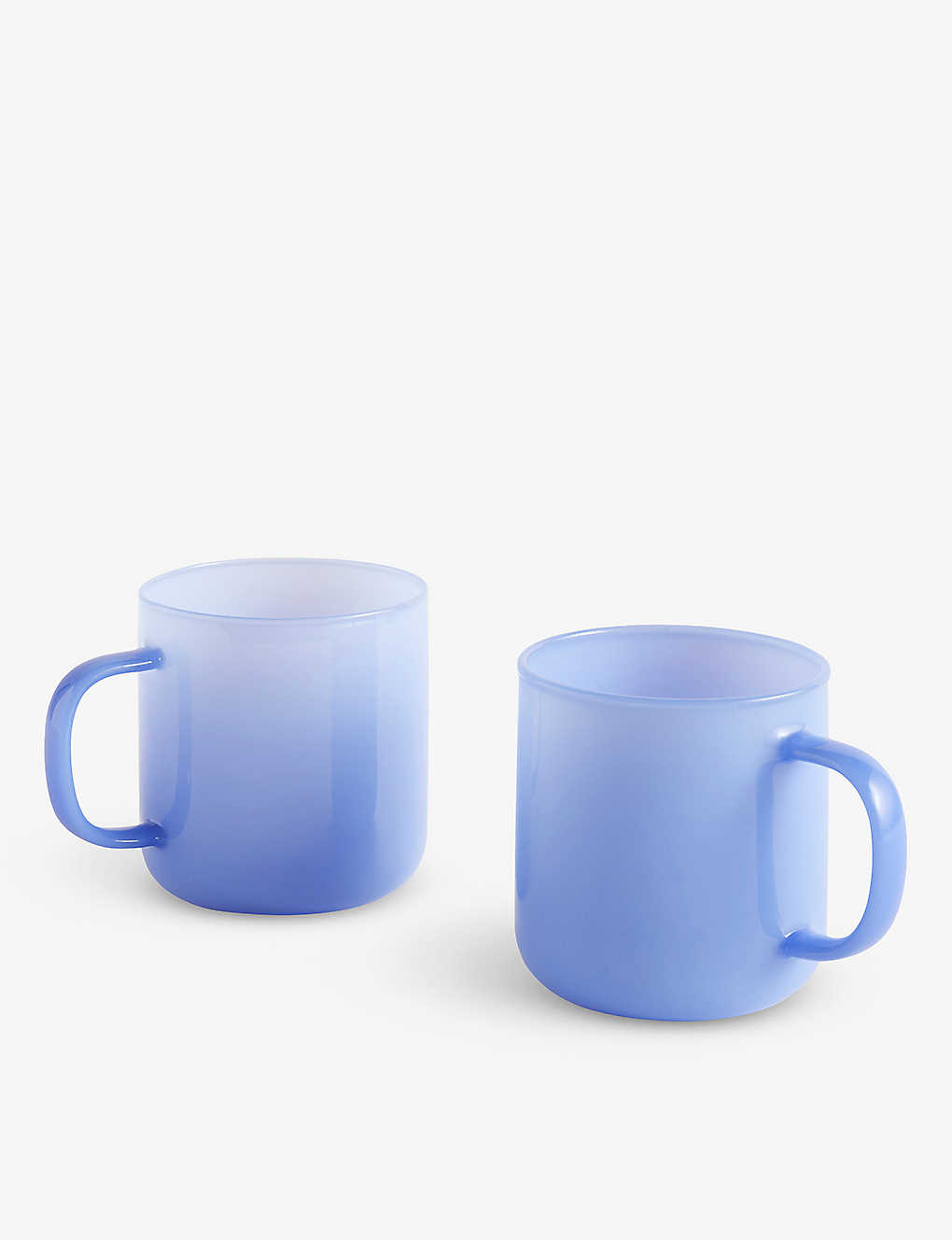 Hay Jade Light Blue Borosilicate Round-handle Glass Mugs Set Of Two