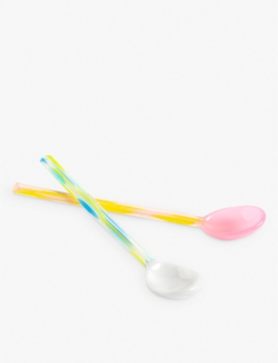 Hay Light Pink And White Tinted Glass Spoons Set Of Two
