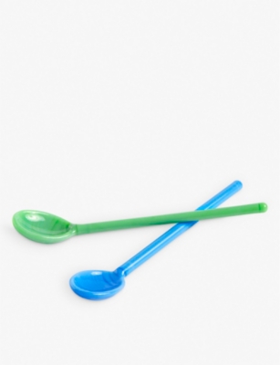 Hay Sky Blue And Green Tinted Glass Spoons Set Of Two