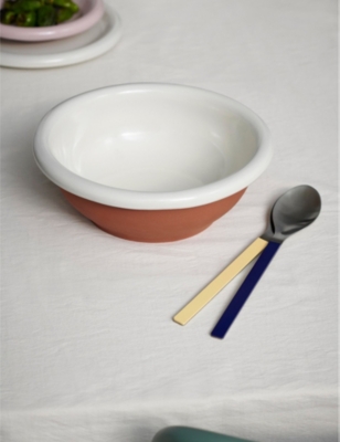 HAY DARK BLUE AND YELLOW MVS SQUARE-HANDLE STAINLESS-STEEL SERVING SPOONS SET OF TWO 