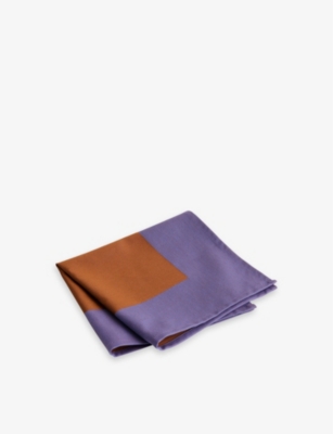 Shop Hay Ram Colour-block Organic-cotton Napkin 40cm X 40cm In Purple