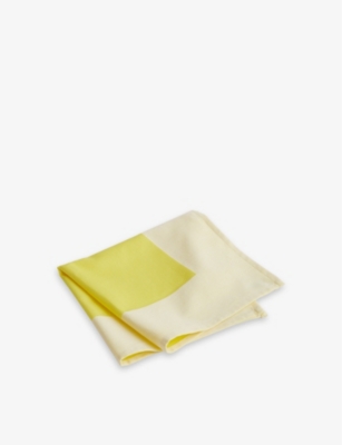 Shop Hay Ram Colour-block Organic-cotton Napkin 40cm X 40cm In Yellow