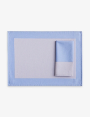 Hay Lavender Ram Colour-block Organic-cotton Placemat 40cm X 40cm In Lavender
