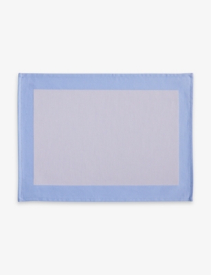 Hay Lavender Ram Colour-block Organic-cotton Placemat 40cm X 40cm In Blue