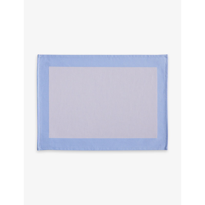 Hay Lavender Ram Colour-block Organic-cotton Placemat 40cm X 40cm In Blue