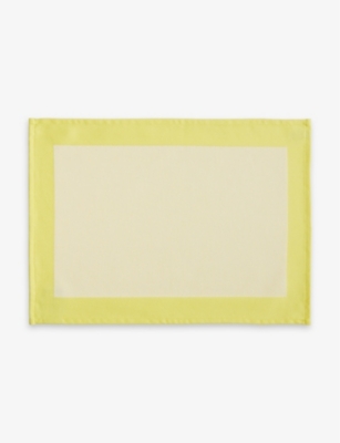 Shop Hay Ram Colour-block Organic-cotton Placemat 40cm X 40cm In Yellow