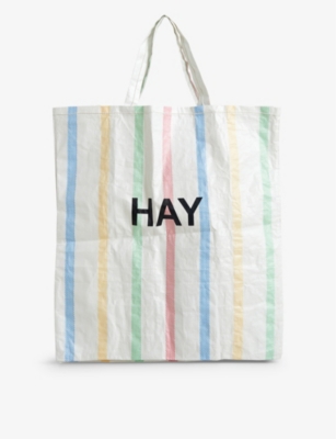 Hay Womens Multi Candy Stripe Xl Plastic Shopping Bag