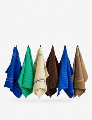 Hay Emerald Pinstripe Canteen Striped Cotton Tea Towel In Emerald Pinstripe