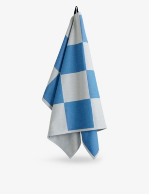 Hay Blue Katsura Check-pattern Organic-cotton Tea Towel