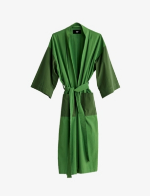 Hay Mens Matcha Duo Shawl-lapel Cotton Dressing Gown